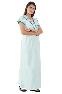 Onekbhalo Women's Cotton Floral Maxi Length Nightgown (OK_Sky_L)-thumb1