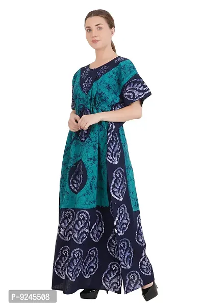 Onekbhalo Women Cotton Nighty Maxi Gown_Multicolor_Size-40 Batik Print (Free Size, Rama)-thumb3