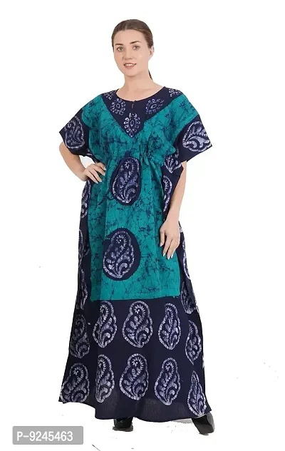 Onekbhalo Women's Woolen Embroidered Maxi Nighty (Kashmiri, Green, Free Size)