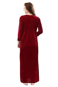 Onekbhalo Women's Heavy Woolen Winter wear Plus Size Woolen Winter Nighty Maxi Night Gown (Multicolor_Size_40_L) (Blue)-thumb1
