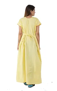 Onekbhalo Women's Cotton Floral Maxi Length Nighty (OK_Yellow_Free Size)-thumb2