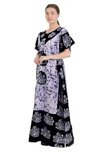 Onekbhalo Women's Cotton Printed Maxi Nighty (Onekbhalo-Jaipuri_Grey, Black_XL)-thumb1