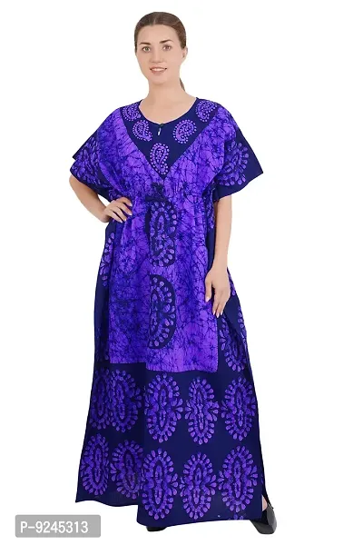 odishabazaar Women's Cotton Floral Maxi nighty ( flp-5000 _ Purple  Black _ Free Size )-thumb0