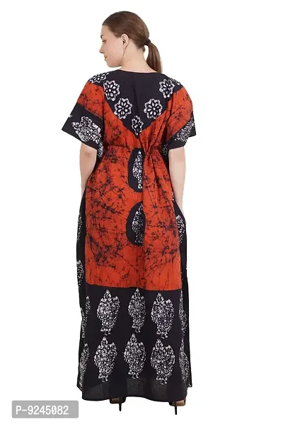 Onekbhalo Women's Cotton Floral Kaftan Nighty Night Gown Maxi (OK_Red_Free Size)-thumb4