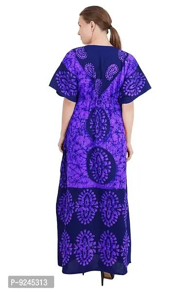 odishabazaar Women's Cotton Floral Maxi nighty ( flp-5000 _ Purple  Black _ Free Size )-thumb2