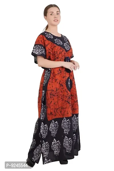 Onekbhalo Women's Cotton Floral Maxi Nighty (OK_Orange_Free Size)-thumb2