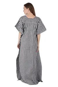 Onekbhalo Women's Cotton Checkered Maxi Nighty Kaftan Free Size-thumb3
