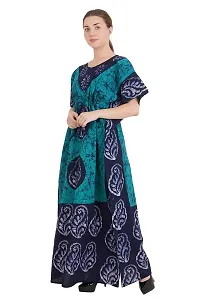 Onekbhalo Women's Cotton Floral Kaftan Nighty Night Gown Maxi (OK_Green_Size L)-thumb2