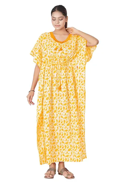 Onekbhalo Women's Cotton Floral Kaftan Nighty Night Gown and Maxi (OL_Size_XL_42)
