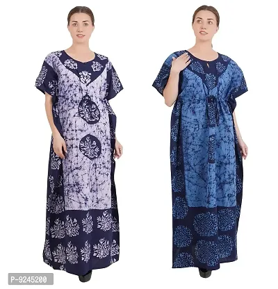 Onekbhalo Women's Cotton Floral Maxi Nighty (flp-5000_Multicolor_Free Size) (Free Size, D)