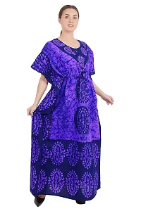 odishabazaar Women's Cotton Floral Maxi nighty ( flp-5000 _ Purple  Black _ Free Size )-thumb3