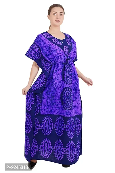 odishabazaar Women's Cotton Floral Maxi nighty ( flp-5000 _ Purple  Black _ Free Size )-thumb4