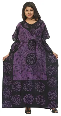 odishabazaar Women's Cotton Floral Maxi nighty ( flp-5000 _ Purple  Black _ Free Size )-thumb4