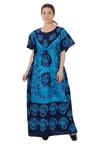 Onekbhalo Women's Kaftan Nighty Gown Maxi (Free Size, Sky)