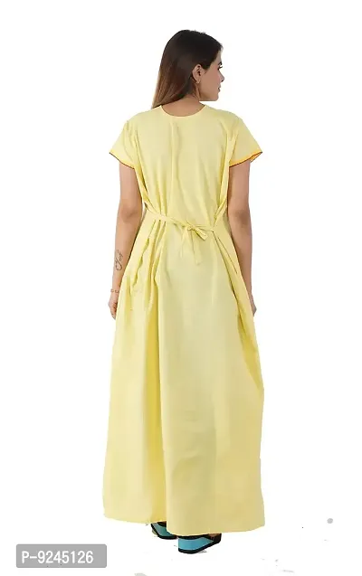 Onekbhalo Women's Cotton Floral Nighty Max Gown (OK_Yellow_Free Size)-thumb2