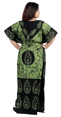 Onekbhalo Women's Cotton Printed Maxi Nighty Kaftan Free Size (Green, Cotton)-thumb2