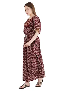 Onekbhalo Women's Cotton Kaftan Floral Maxi Nighty (Free Size, EM-Maroon)-thumb2