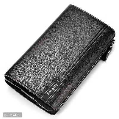 Syga PU Leather Hand Grip Zipper Wallet for Women, Black-thumb0