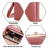 SYGA Women Phone Bag Ladies Wallet PU Leather Cell Phone Purse Mini Shoulder Bag with Strap Card Slots (Dark Pink, Forever Lovely)-thumb2