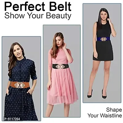 Buy SYGA Women Cinch Belt, PU Leather Stretchy Waist Belt with Pearl  Studded Metal Buckle, Retro Style - Red Online In India At Discounted Prices