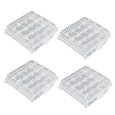 SYGA Set of 4 Plastic Portable AA/AAA 4 Cell Battery Case/Holder Battery Container