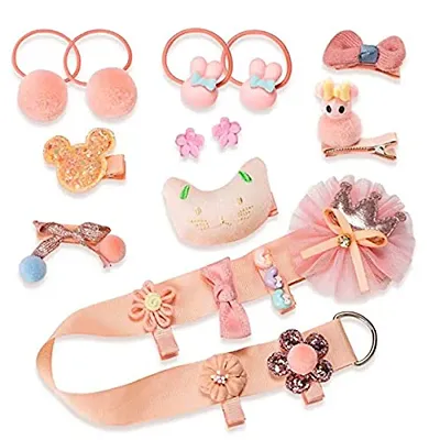 SYGA Girl's cotton Baby Suit Hair Clips Small Safety Clip Princess Hairpin Baby Hair Accessories (Rose Pink, 18 Pieces)