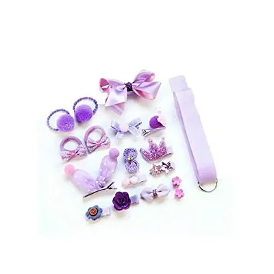 SYGA 18 Pcs Children's Suit Girls Baby Hair Clips Small Safety Clip Princess Hairpin Baby Hair Accessories Gift Box (Purple)