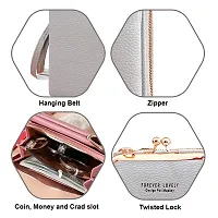 SYGA Women Phone Bag Ladies Wallet PU Leather Cell Phone Purse Mini Shoulder Bag with Strap Card Slots (Grey, Forever Lovely)-thumb4