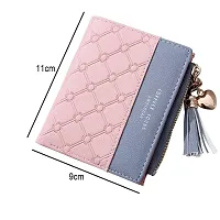 SYGA Pink/PU Leather/Bifold Wallet/Card Holder/Clutch/Purse for Women/Ladies/Female/Pack of 4 pieces/Size: 11 * 9 CM-thumb1