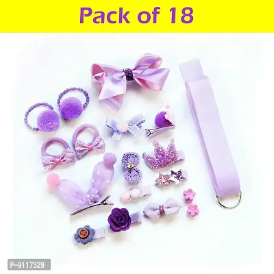 SYGA 18 Pcs Children's Suit Girls Baby Hair Clips Small Safety Clip Princess Hairpin Baby Hair Accessories Gift Box (Purple)-thumb4