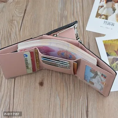 SYGA Short Wallet Folding Wallet Ladies Girls Mini Hand Clutch PU Leather Card Holder(Light Purple)-thumb3