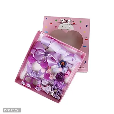 SYGA 18 Pcs Children's Suit Girls Baby Hair Clips Small Safety Clip Princess Hairpin Baby Hair Accessories Gift Box (Purple)-thumb5