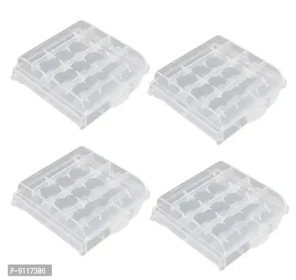 SYGA Set of 4 Plastic Portable AA/AAA 4 Cell Battery Case/Holder Battery Container-thumb0