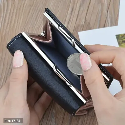 SYGA Short Wallet Folding Wallet Ladies Girls Mini Hand Clutch PU Leather Card Holder(Light Purple)-thumb4