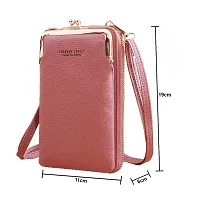 SYGA Women Phone Bag Ladies Wallet PU Leather Cell Phone Purse Mini Shoulder Bag with Strap Card Slots (Dark Pink, Forever Lovely)-thumb4