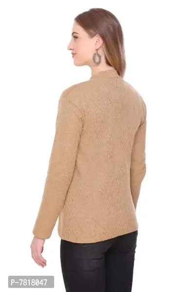 Stylish Honeycomb Knitted Woolen Cardigan Sweater For Women-thumb3