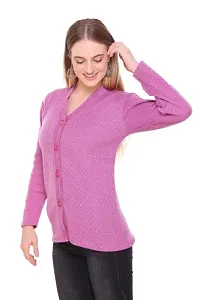 Stylish Honeycomb Knitted Woolen Cardigan Sweater For Women-thumb1