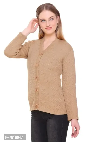Stylish Honeycomb Knitted Woolen Cardigan Sweater For Women-thumb4