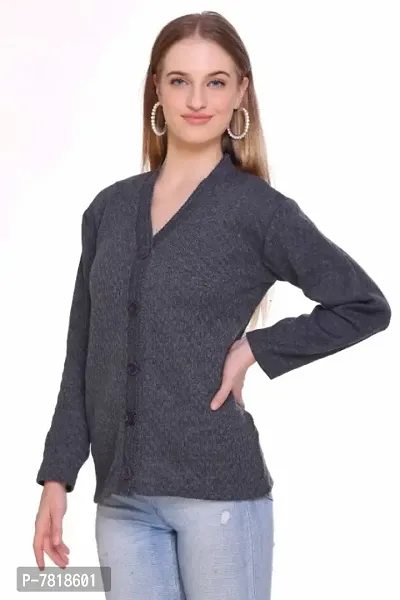 Stylish Honeycomb Knitted Woolen Cardigan Sweater For Women-thumb4