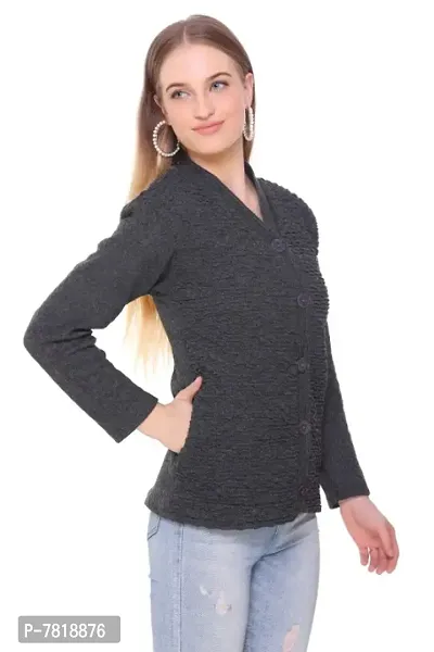 Elegant Knitted Woolen Cardigan Sweater For Women-thumb0