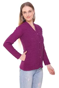 Elegant Knitted Woolen Cardigan Sweater For Women-thumb1