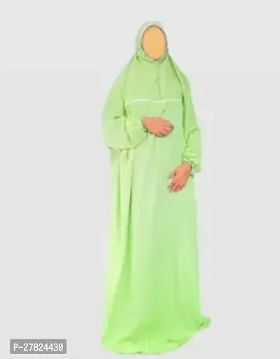 Contemporary Green Crepe Solid Burqa For Women