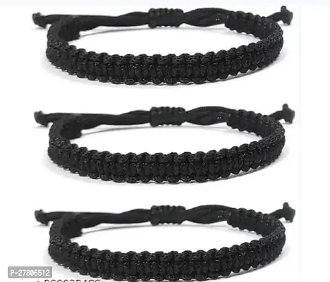 Alluring Black Fabric American Diamond Bracelets For Men Pack of 3-thumb0