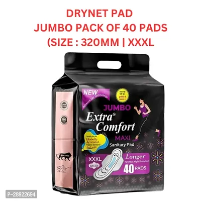 Jumbo Extra Comfort Sanitary Pads for Women  (Pack of 40 XXXL) 100% Organic Sanitary Pads for Women High Absorption Cotton Sanitary Pads for Women Soft and Rash Free Sanitary Pad | 320MM-thumb0
