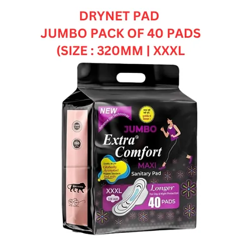Jumbo Extra Comfort Sanitary Pads for Women  (Pack of 40 XXXL) 100% Organic Sanitary Pads for Women High Absorption Cotton Sanitary Pads for Women Soft and Rash Free Sanitary Pad | 320MM