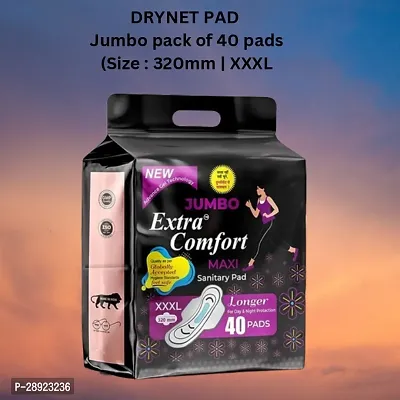 Extra Comfort xxxl | 40 Pads | Cottony Soft Sanitary Pads for Women | With LeakLock Technology | Odour Control | Absorbs upto 100% fluid | Up to 12 Hours of Protection |320mm | XXXL