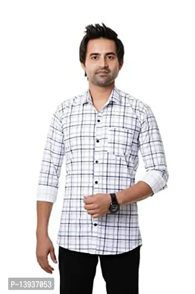 Reliable White Cotton Checked Long Sleeves Casual Shirts For Men