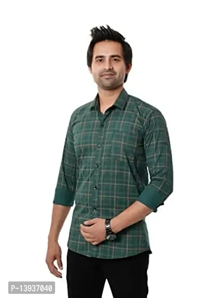 Reliable Green Cotton Checked Long Sleeves Casual Shirts For Men