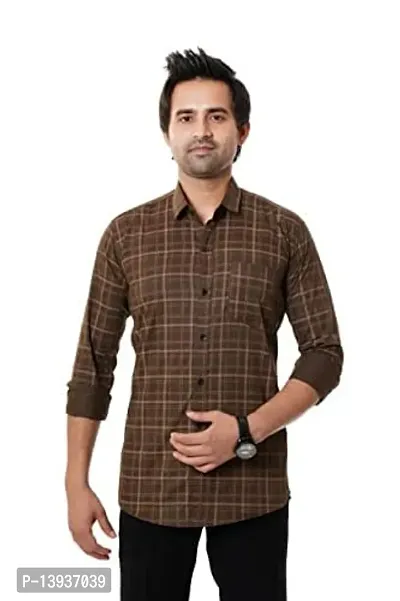 Reliable Brown Cotton Checked Long Sleeves Casual Shirts For Men-thumb0