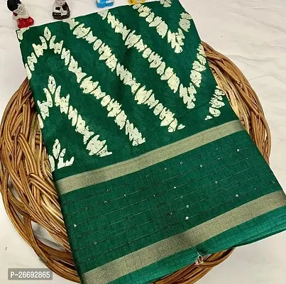 Designer Cotton Silk Green Leheria Saree-thumb0